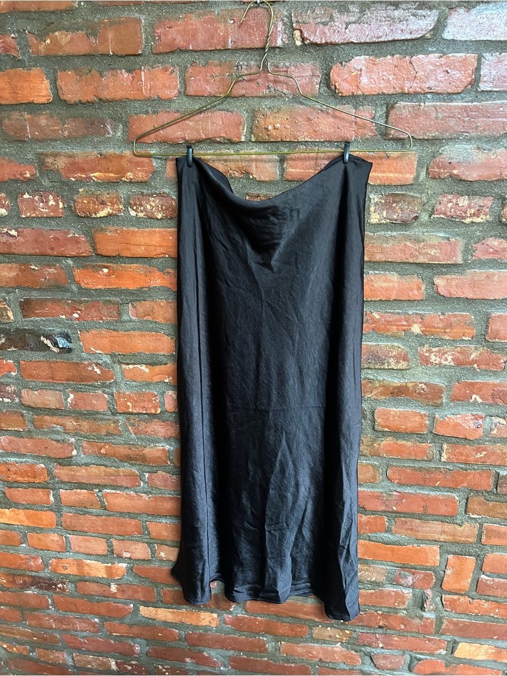 Sleek Black Midi Slip Skirt